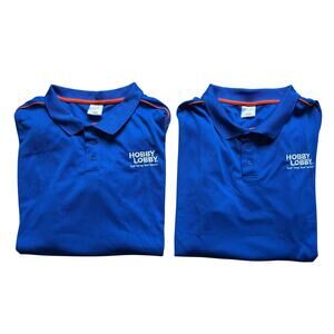 LOT OF 2 - Hobby Lobby Polo Blue Orange Employee Manager Workwear 2XL Work